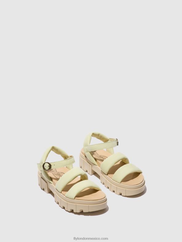 de color amarillo pálido 2LT8B549 sandalias destalonadas jela864 Fly London mujer