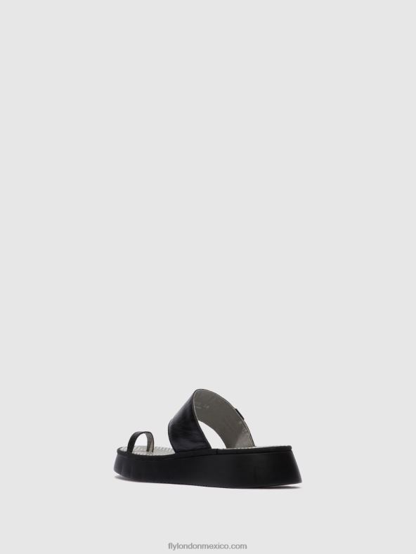 espuma negra 2LT8B607 sandalias con tiras chev316 Fly London mujer