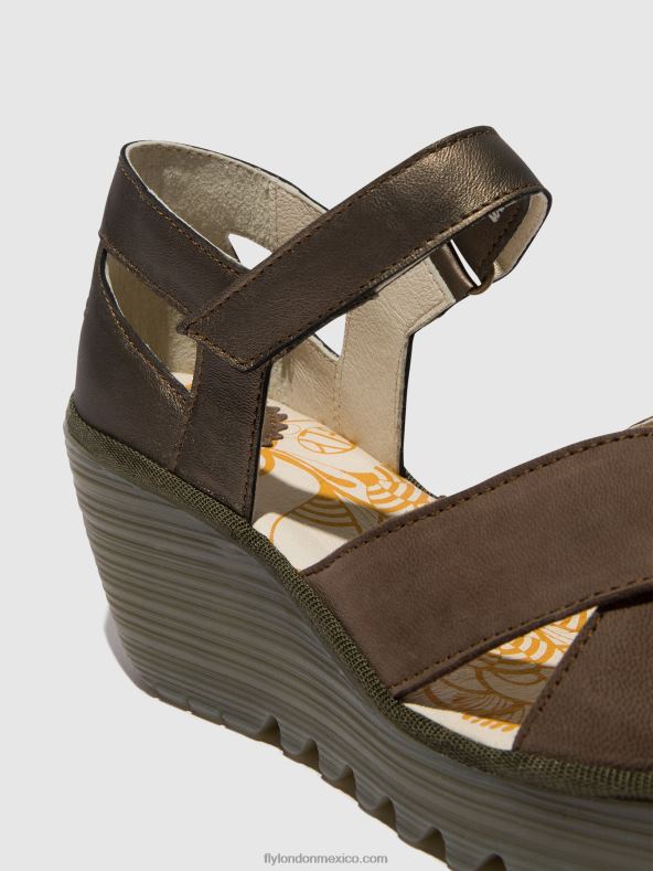 estaño 2LT8B509 sandalias con correa en el tobillo yent365 Fly London mujer