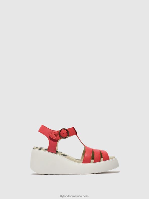 frambuesa 2LT8B415 sandalias con correa en T duma955 Fly London mujer
