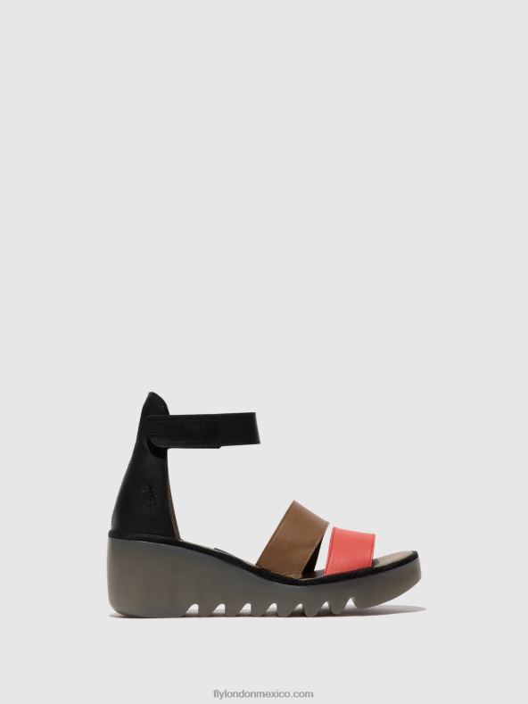 frambuesa/tierra/negro 2LT8B423 sandalias tiras bono290 Fly London mujer
