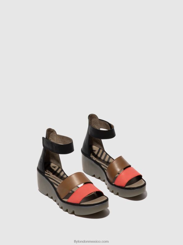 frambuesa/tierra/negro 2LT8B423 sandalias tiras bono290 Fly London mujer