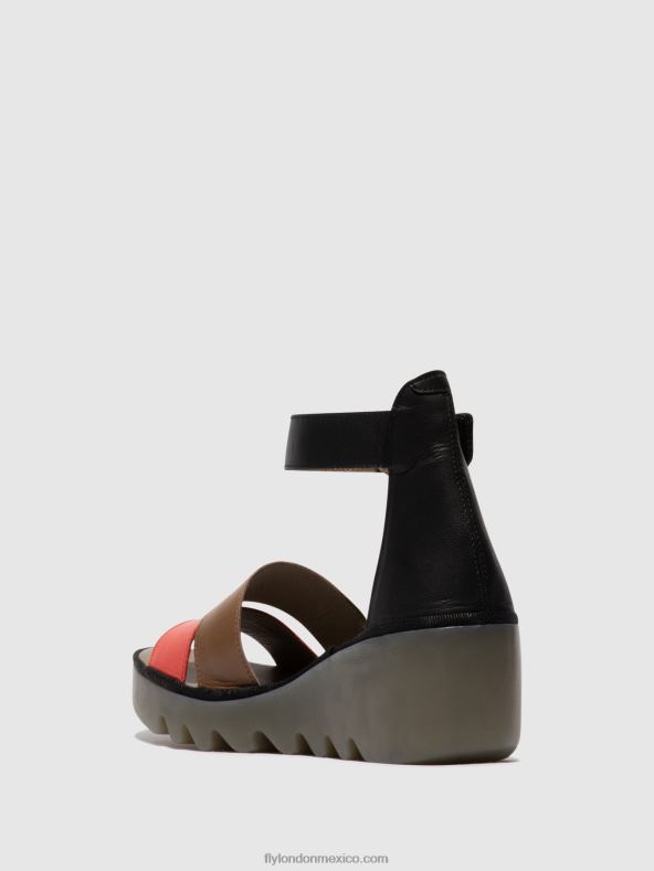 frambuesa/tierra/negro 2LT8B423 sandalias tiras bono290 Fly London mujer
