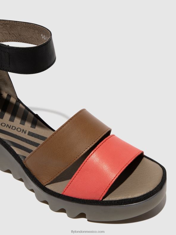 frambuesa/tierra/negro 2LT8B423 sandalias tiras bono290 Fly London mujer