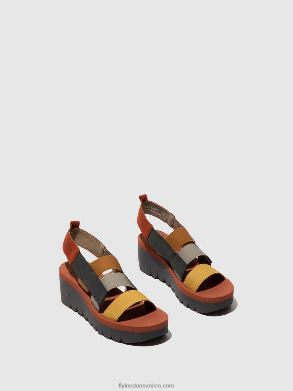 múltiple (ladrillo) 2LT8B530 sandalias de tiras yere847 Fly London mujer