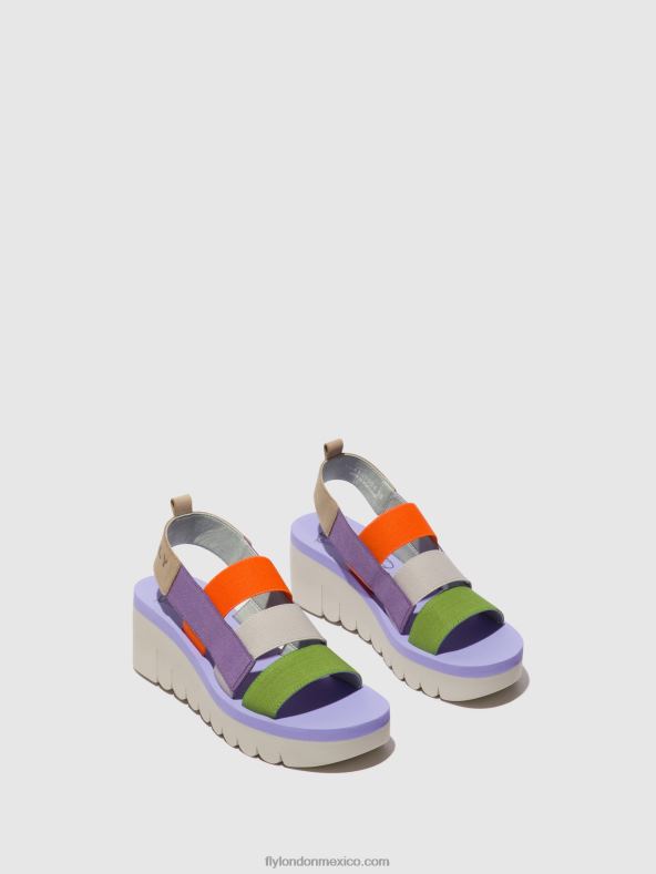 múltiple (viola) 2LT8B425 sandalias de tiras yere847 Fly London mujer