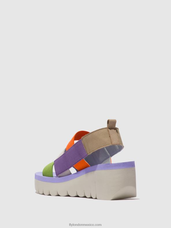 múltiple (viola) 2LT8B425 sandalias de tiras yere847 Fly London mujer