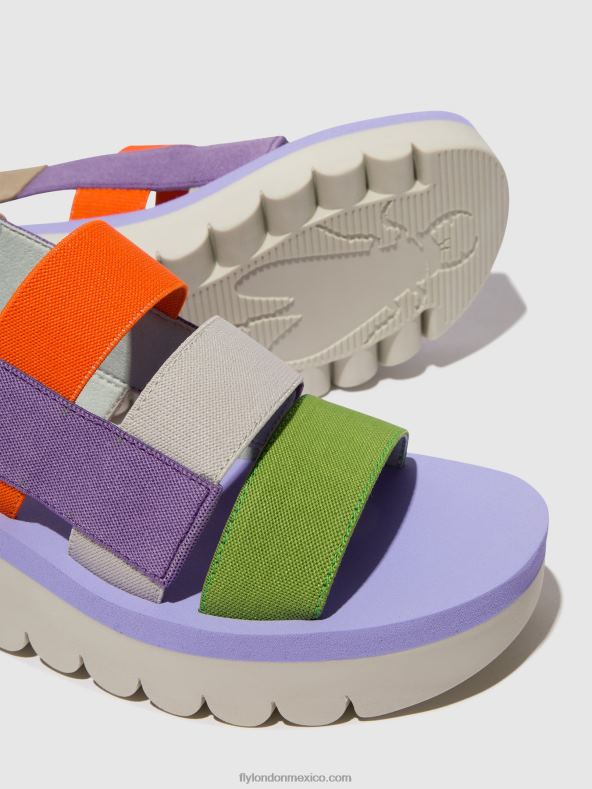 múltiple (viola) 2LT8B425 sandalias de tiras yere847 Fly London mujer