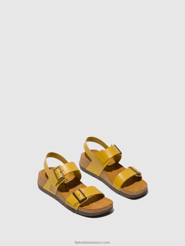 mostaza 2LT8B461 sandalias destalonadas ceke722 Fly London mujer
