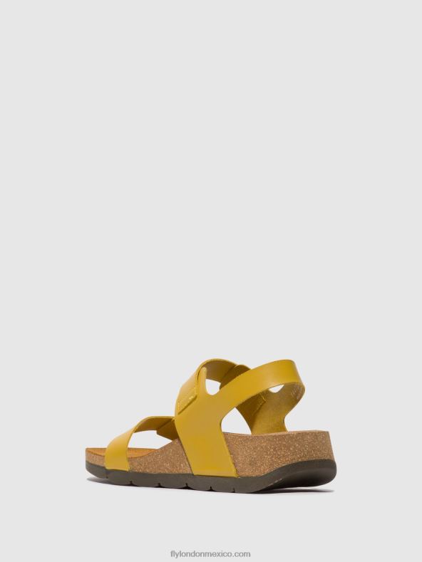 mostaza 2LT8B461 sandalias destalonadas ceke722 Fly London mujer