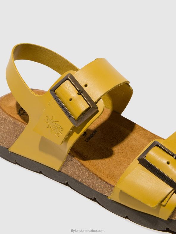 mostaza 2LT8B461 sandalias destalonadas ceke722 Fly London mujer