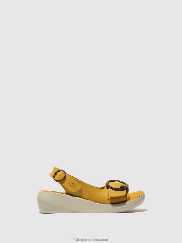 mostaza 2LT8B465 sandalias destalonadas berk754 Fly London mujer