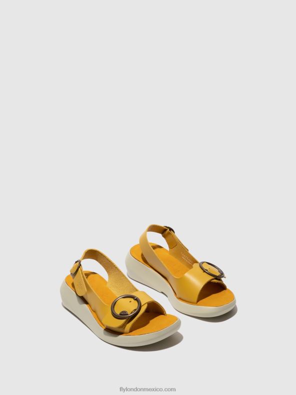 mostaza 2LT8B465 sandalias destalonadas berk754 Fly London mujer