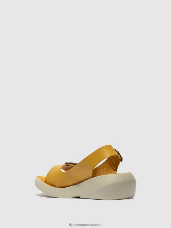 mostaza 2LT8B465 sandalias destalonadas berk754 Fly London mujer