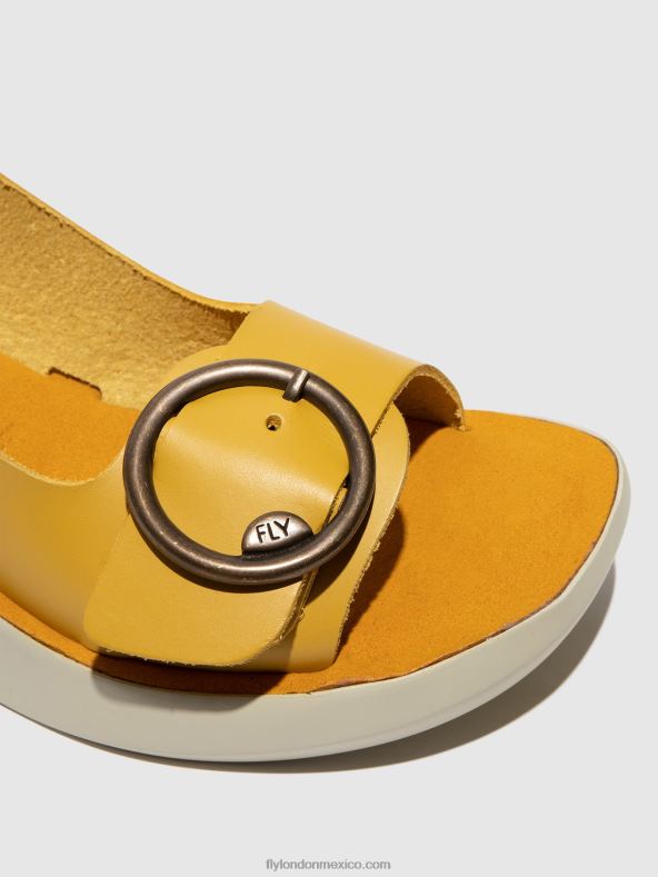 mostaza 2LT8B465 sandalias destalonadas berk754 Fly London mujer