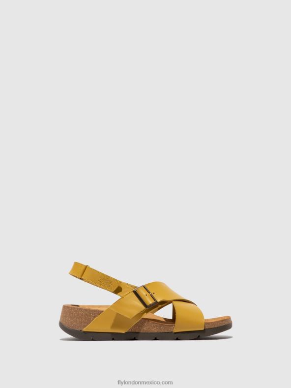 mostaza 2LT8B489 sandalias cruzadas chlo852 Fly London mujer