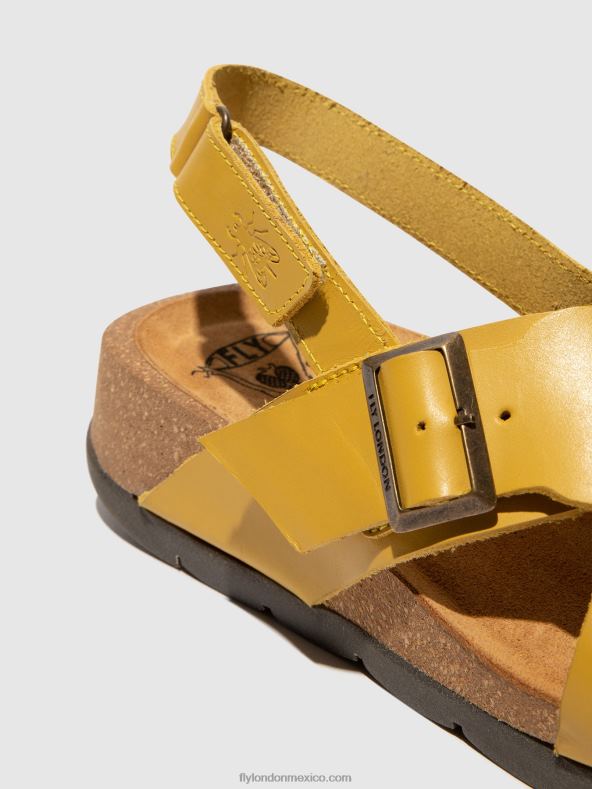 mostaza 2LT8B489 sandalias cruzadas chlo852 Fly London mujer