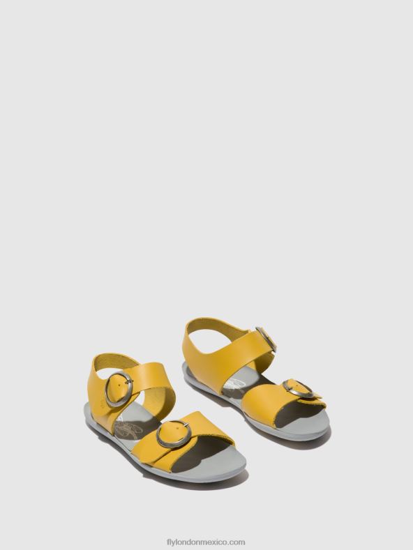 mostaza 2LT8B498 sandalias hebilla masa757 Fly London mujer