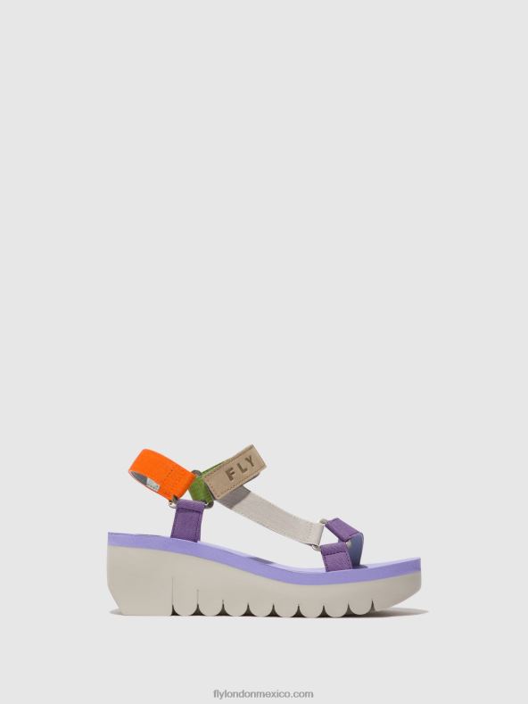 multicolor (viola) 2LT8B395 sandalias velcro yefa726 Fly London mujer