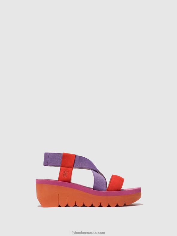 naranja (viola) 2LT8B442 sandalias destalonadas yabi922 Fly London mujer