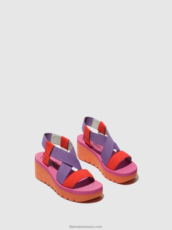 naranja (viola) 2LT8B442 sandalias destalonadas yabi922 Fly London mujer