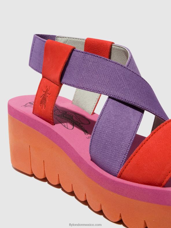naranja (viola) 2LT8B442 sandalias destalonadas yabi922 Fly London mujer