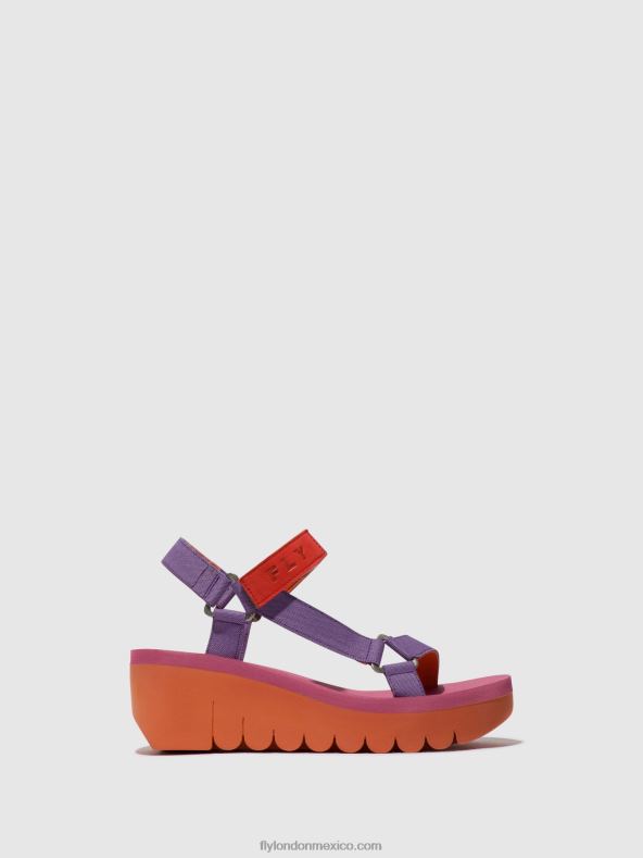 naranja/violeta (rosa) 2LT8B396 sandalias velcro yefa726 Fly London mujer