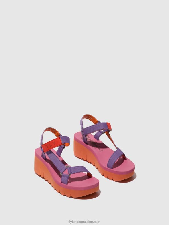 naranja/violeta (rosa) 2LT8B396 sandalias velcro yefa726 Fly London mujer