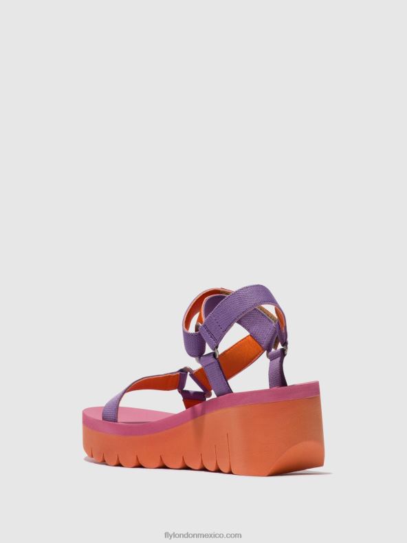 naranja/violeta (rosa) 2LT8B396 sandalias velcro yefa726 Fly London mujer