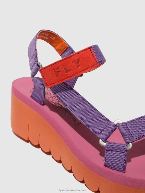 naranja/violeta (rosa) 2LT8B396 sandalias velcro yefa726 Fly London mujer