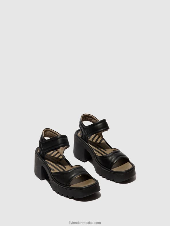 negro 2LT8B401 sandalias velcro mank433 Fly London mujer