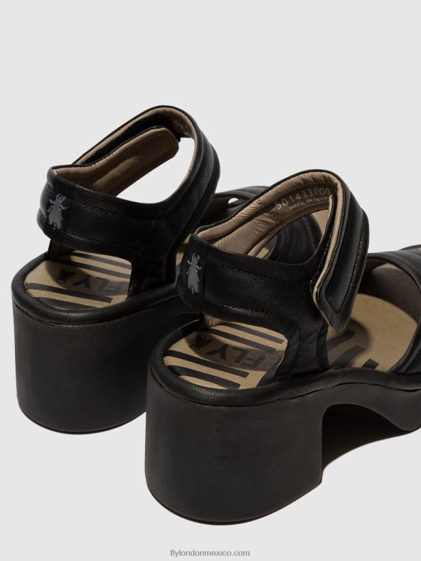 negro 2LT8B401 sandalias velcro mank433 Fly London mujer