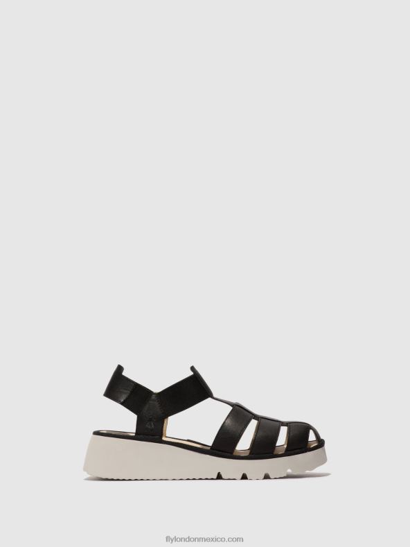 negro 2LT8B404 sandalias t-strap pefi429 Fly London mujer