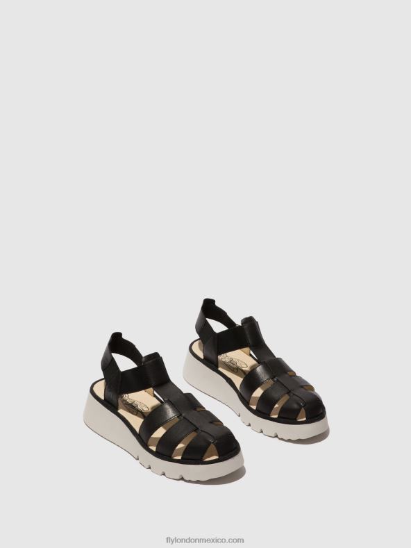 negro 2LT8B404 sandalias t-strap pefi429 Fly London mujer