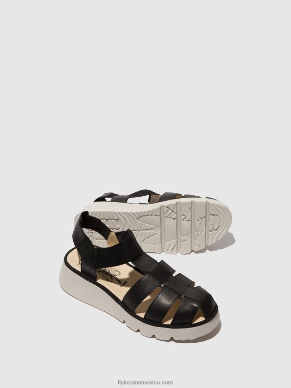 negro 2LT8B404 sandalias t-strap pefi429 Fly London mujer