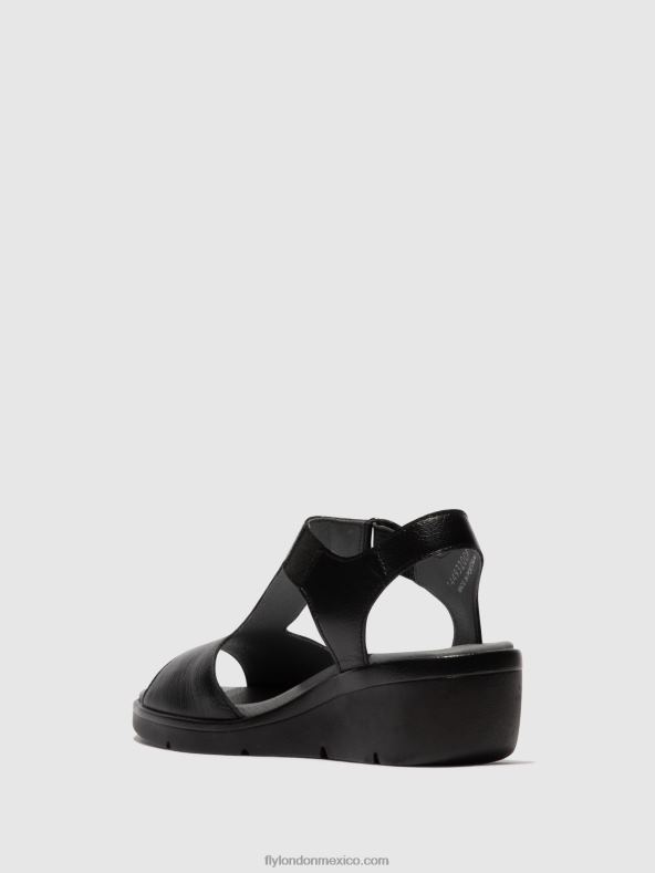 negro 2LT8B411 sandalias t-strap nova932 Fly London mujer