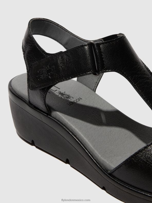 negro 2LT8B411 sandalias t-strap nova932 Fly London mujer