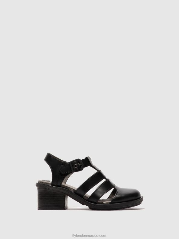 negro 2LT8B420 sandalias con tira en T cahy195 Fly London mujer