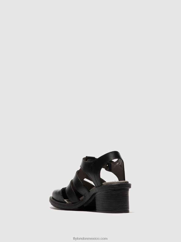 negro 2LT8B420 sandalias con tira en T cahy195 Fly London mujer