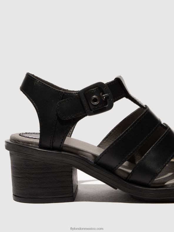 negro 2LT8B420 sandalias con tira en T cahy195 Fly London mujer