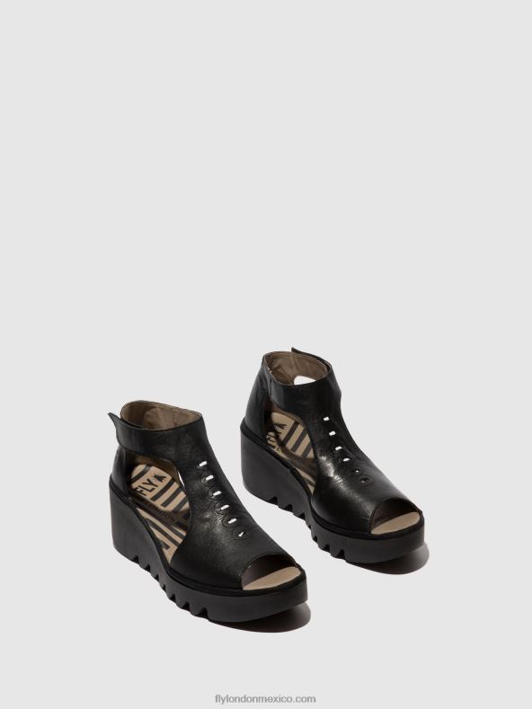 negro 2LT8B422 sandalias con correa en T bezo306 Fly London mujer
