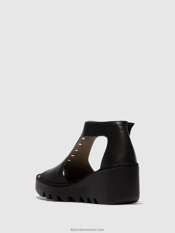 negro 2LT8B422 sandalias con correa en T bezo306 Fly London mujer