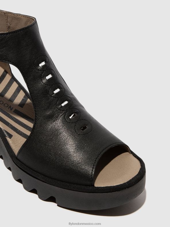 negro 2LT8B422 sandalias con correa en T bezo306 Fly London mujer