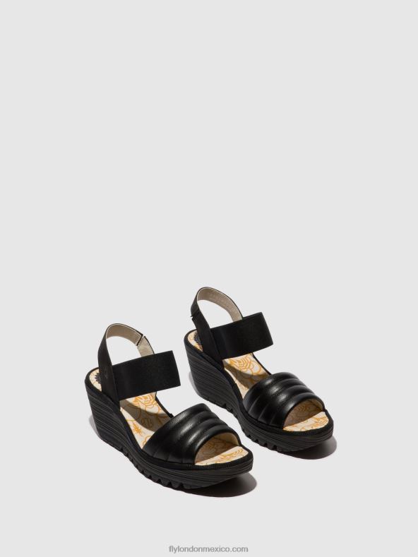 negro 2LT8B432 sandalias con tira trasera yiko414 Fly London mujer