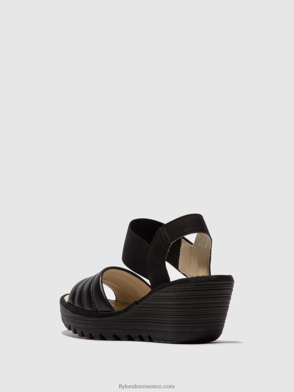 negro 2LT8B432 sandalias con tira trasera yiko414 Fly London mujer