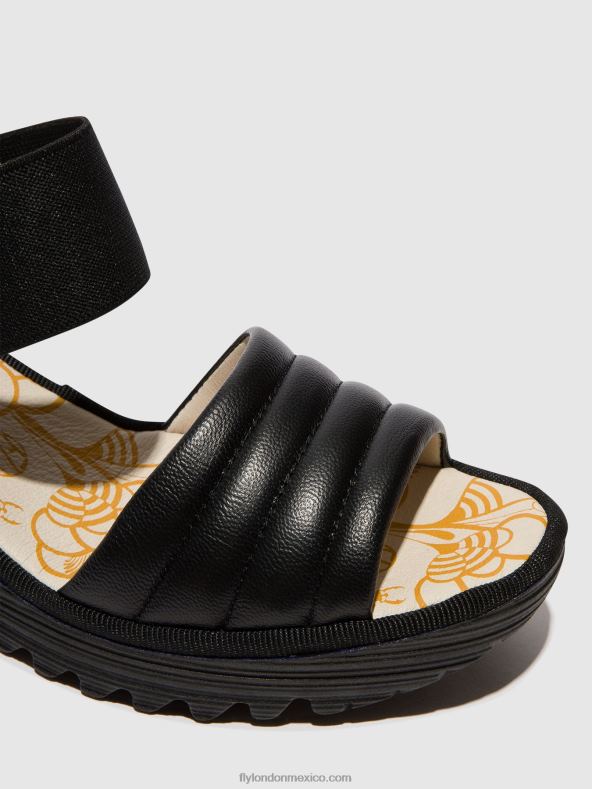 negro 2LT8B432 sandalias con tira trasera yiko414 Fly London mujer