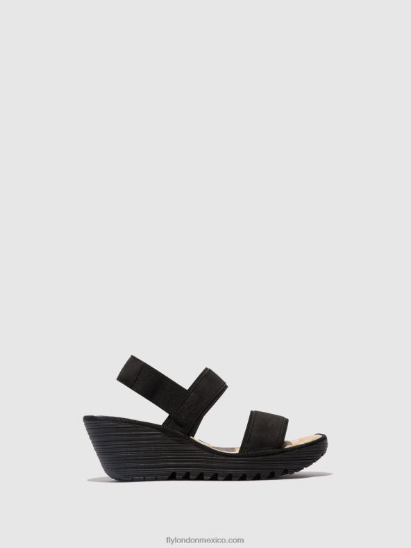 negro 2LT8B437 sandalias destalonadas yaco416 Fly London mujer