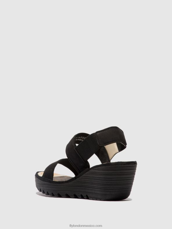 negro 2LT8B437 sandalias destalonadas yaco416 Fly London mujer