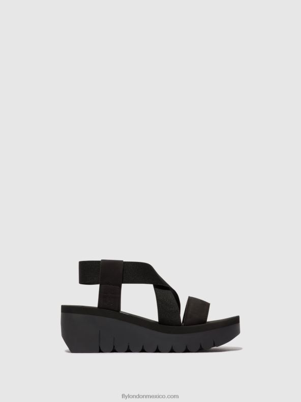 negro 2LT8B445 sandalias destalonadas yabi922 Fly London mujer
