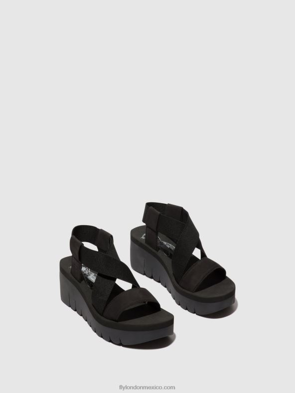 negro 2LT8B445 sandalias destalonadas yabi922 Fly London mujer